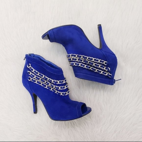 NWT Luichiny Cobalt Chain Booties - Picture 2 of 2